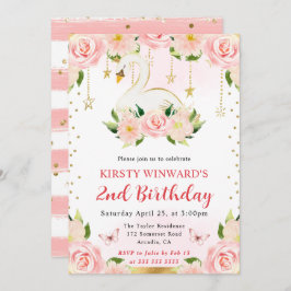 Vattenfärgad Elegant Blommigt Svan födelsedag Inbjudningar