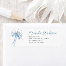Vattenfärgad Elegant Bow Ribbon babydusch Returadress Etikett