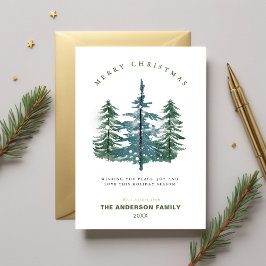 Vattenfärgad Elegant Forest Gräs Träd jul Julkort