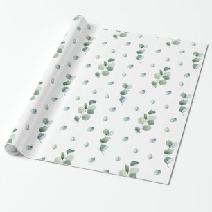 Vattenfärgad Elegant Greenery Eucalyptus Löv Presentpapper