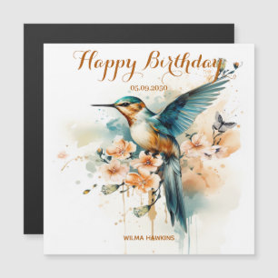 Vattenfärgad Elegant Hummingbird Monogram med Namn