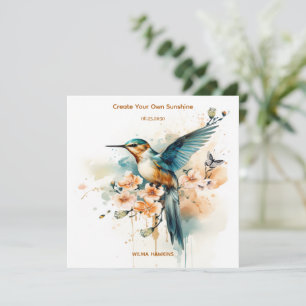 Vattenfärgad Elegant Hummingbird Monogram med Namn