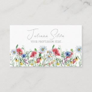 Vattenfärgad Elegant Illustrativ Blommigt med QR Visitkort