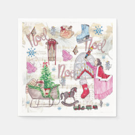 Vattenfärgad Elegant Julfär, färskål Pappersservett