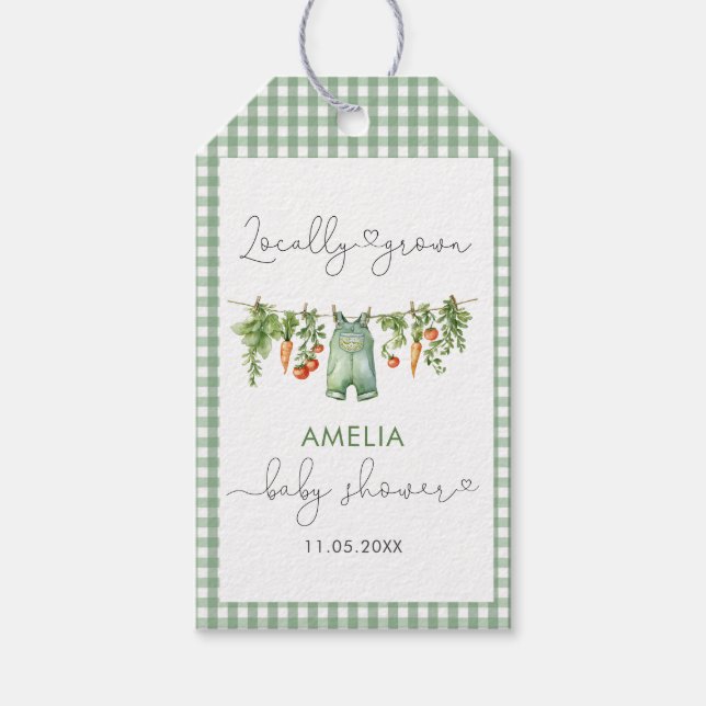 Vattenfärgad Elegant Lokalt odlad babyvisningsprog Presentetikett (Framsidan)