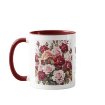 Vattenfärgad Elegant Maroon Ro Flower Mugg
