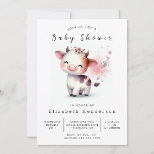 Vattenfärgad Elegant Modern babystövel för kupa Inbjudningar