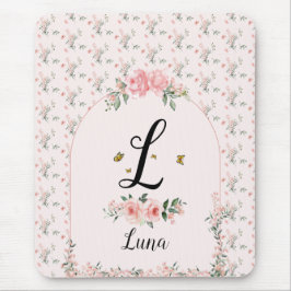 Vattenfärgad Elegant Rosa ros med Butterflies Musmatta