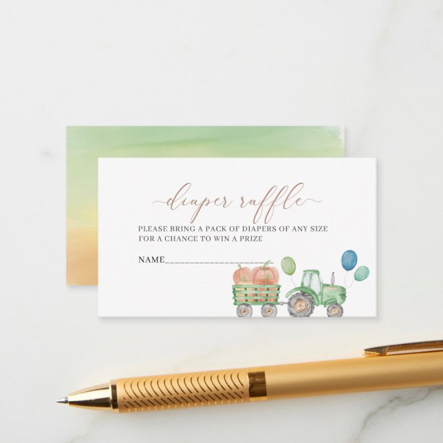 Vattenfärgad elegant traktor liten pumpa baby sho tilläggskort (Fram/Back In Situ)