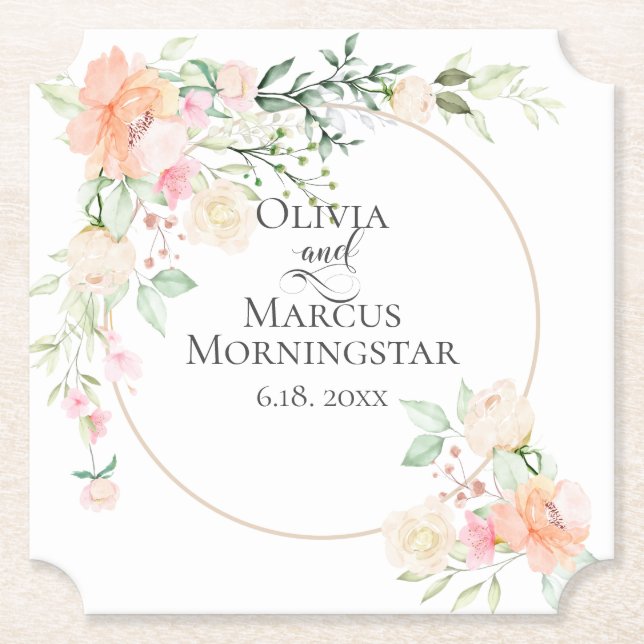 Vattenfärgad Elfenbenskustens blomning och blomnin Underlägg Papper (Framsida)