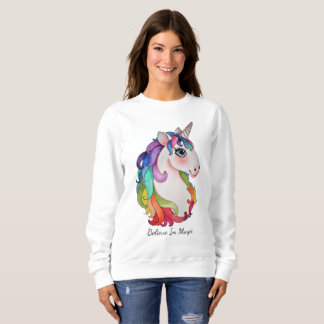 Vattenfärgad enhörning med regnbåge t shirt