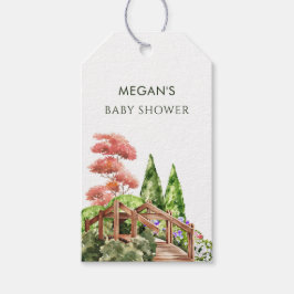 Vattenfärgad estetisk trädgård vår presentetikett