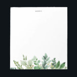 Vattenfärgad Eucalyptus Greenery-Anpassningsbar Anteckningsblock<br><div class="desc">Klassiskt anteckningsblock för storskalig anpassningsbar med vattenfärgade illustrationer av löv av eukalyptus. Anpassa genom att lägga till en namn- eller kort-fras. Den här gröna anteckningen blir en personlig av perfekten.</div>
