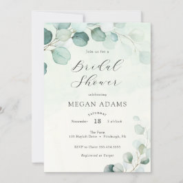 Vattenfärgad Eucalyptus-Möhippa Inbjudningar