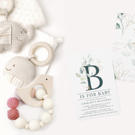Vattenfärgad eukalyptus Baby Shower Inledning Flygblad