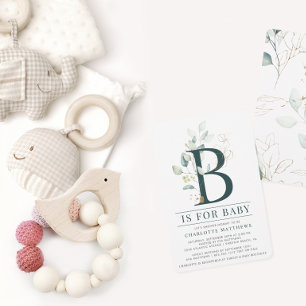 Vattenfärgad eukalyptus Baby Shower Inledning Flygblad