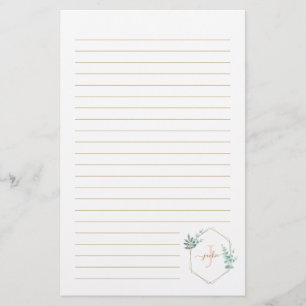 Vattenfärgad eukalyptus Framställning Monogram Brevpapper