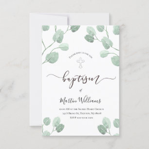 vattenfärgad eukalyptus greenery baptism inbjudningar