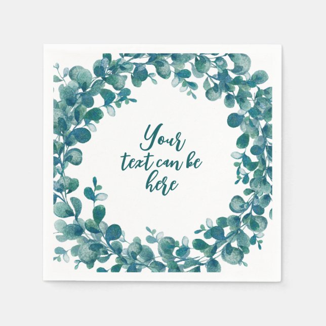 Vattenfärgad eukalyptus greenery pappersservett (Framsidan)