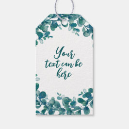 Vattenfärgad eukalyptus greenery presentetikett