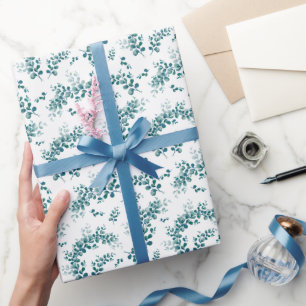 Vattenfärgad eukalyptus greenery presentpapper