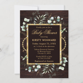 Vattenfärgad eukalyptus och Greenery Baby Shower Inbjudningar