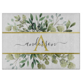 Vattenfärgad eukalyptus och Greenery | Monogram