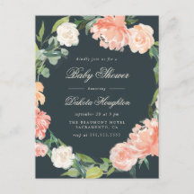 Vattenfärgad eukalyptus & Peonies Grått Baby Showe