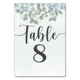Vattenfärgad eukalyptus Sage Grönt Bröllop Bordsnummer