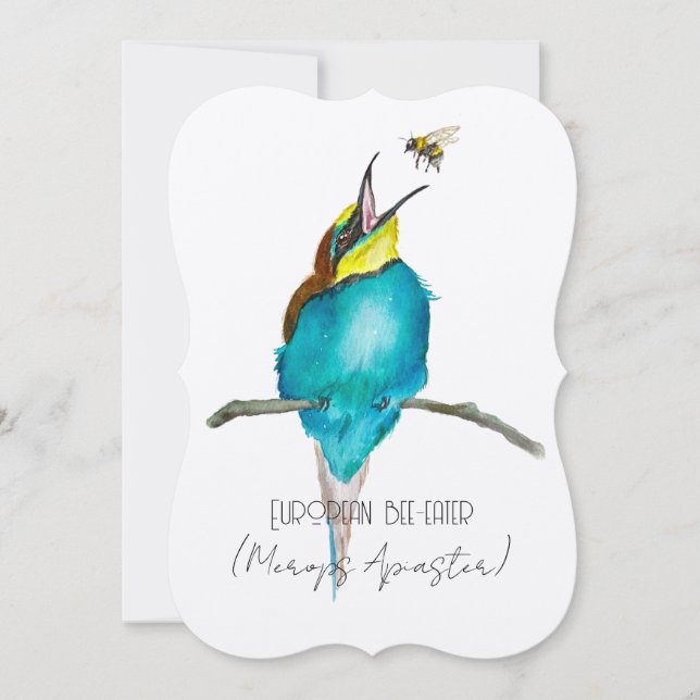 Vattenfärgad fågel (europeisk biätare) inbjudningar (Framsida)