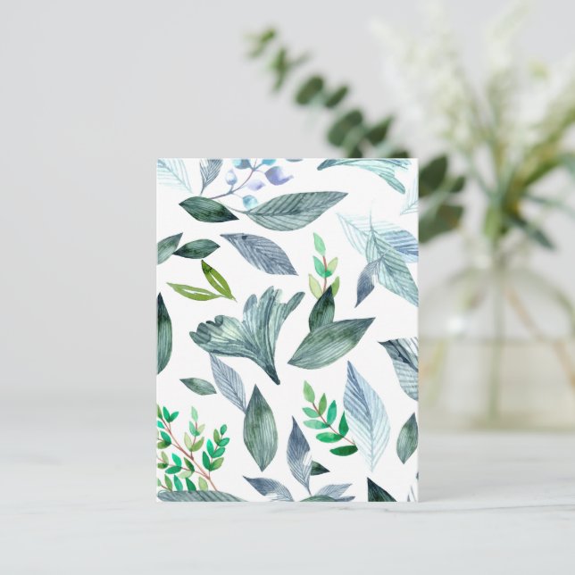 Vattenfärgad fallande löv 11 helg vykort (Stående Fram)