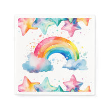 Vattenfärgad färgstark regnbåge, Pappersservett