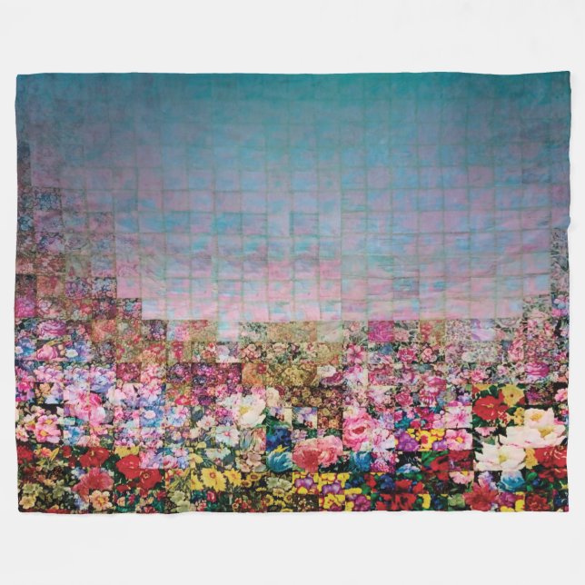 vattenfärgad femfaldig tealtoning fleecefilt (Framsidan (Horisontell))