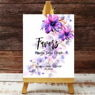 Vattenfärgad fet lila tealblåsblommans favoritskyl poster