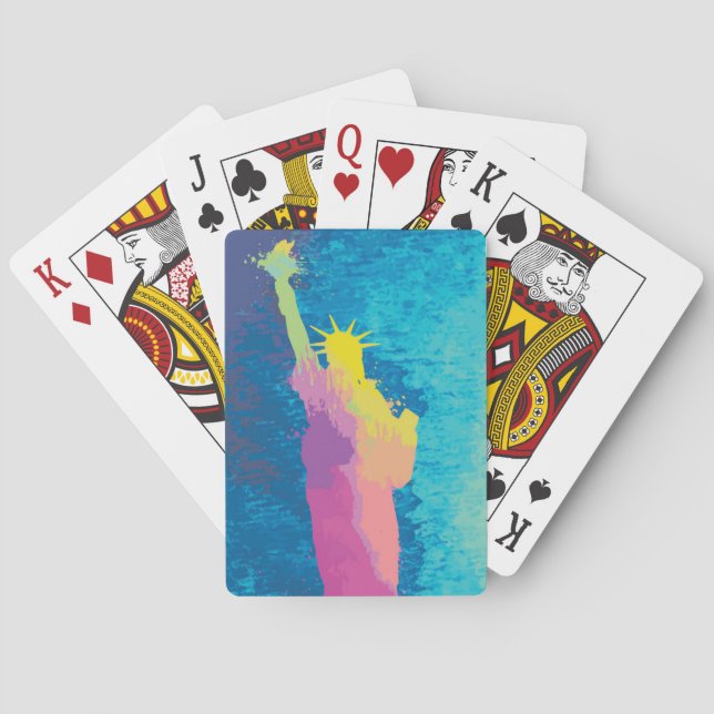 Vattenfärgad Frihetsgudinnan Casinokort (Baksidan)
