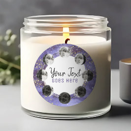 Vattenfärgad full måncykel Lunar Cycle Night Himla Runt Klistermärke