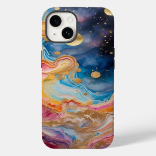 Vattenfärgad Galaxy och planeter