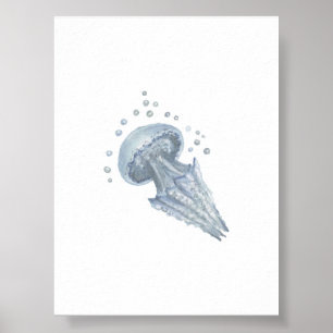 Vattenfärgad geléfisk poster