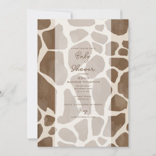 Vattenfärgad Giraffe Animal Print Baby Shower Inbjudningar