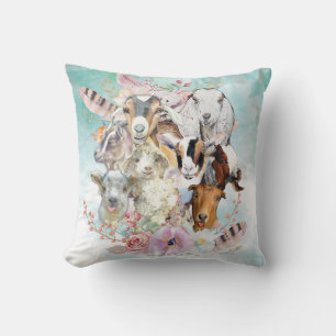 Vattenfärgad GOAT-raser (Home Decor)   GetYerGoat™ Kudde