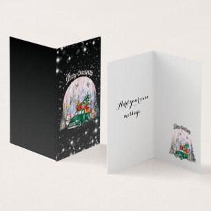 Vattenfärgad God jul, gifts- och gåsburk Kort
