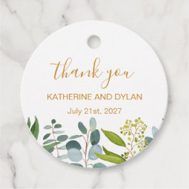 Vattenfärgad grå, eukalyptus löv gåvor etiketter