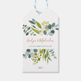 Vattenfärgad grå, eukalyptus Tack Presentetikett