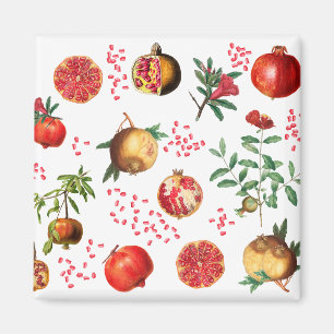 Vattenfärgad granatäpple Medelhavsfrukt Mönster Magnet