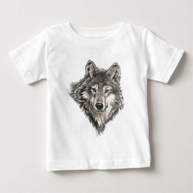 Vattenfärgad Grått Varg vild vargar i djurens natu Tee Shirt (Framsida)