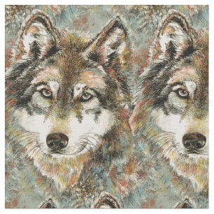 Vattenfärgad Grått Varg Wildlife Animal Nature Art Tyg