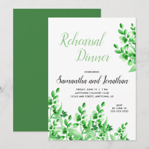Vattenfärgad Greenery Calligraphy Rehearsal Dinner Inbjudningar