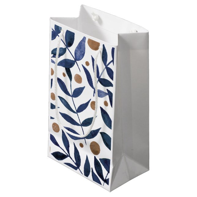 Vattenfärgad grenar och bär - indigo och beige (Framsidan Vinklad)