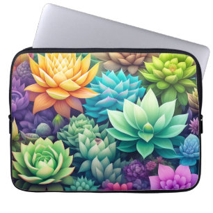 Vattenfärgad grön succulents Collage Laptop Fodral