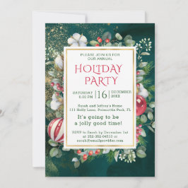 Vattenfärgad grönsak, julbubblor, eukalyptus inbjudningar